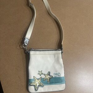 Coach Starfish Cream and Blue Crossbody Bag